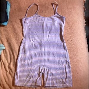 American Apparel Cotton Spandex Singlet Foxglove Pastel Stripe SZ XL